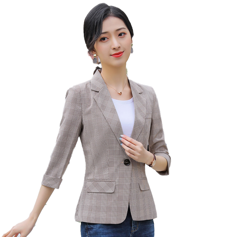 

New 2020 Summer Formal Ladies Blazers Women Jackets Half Sleeve Office Ladies Female Elegant Formal Office Work Wear OLClothes, Only brown blazer