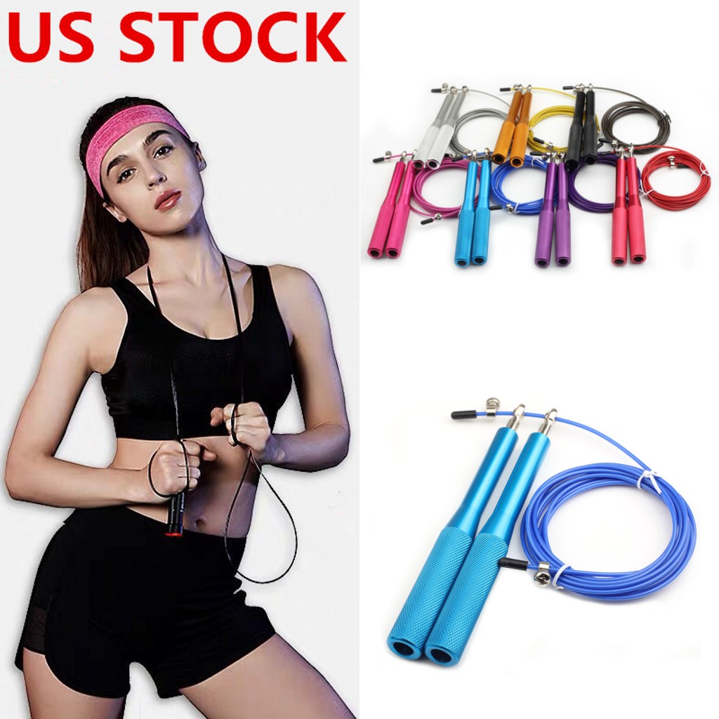 US STOCK Corde à sauter Crossfit Corde à sauter Réglable Corde à sauter Formation Cordes à sauter en aluminium Fitness Vitesse Sauter Formation F