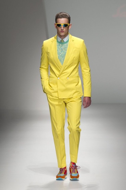 

Latest Coat Pant Design Groom Tuxedos Yellow Men Suits Notch Lapel Best Man Wedding 2 pieces Bridegroom ( Jacket+Pants+Tie, Ivory
