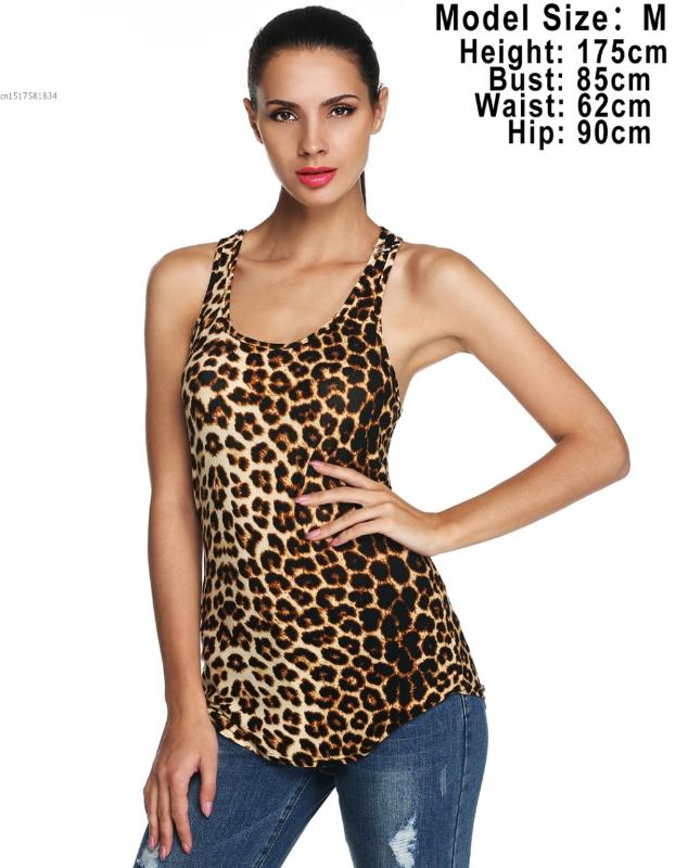 

Sexy Women O-Neck Leopard Stretch Slim Tank Tops Sleeveless Casual Club Wear
