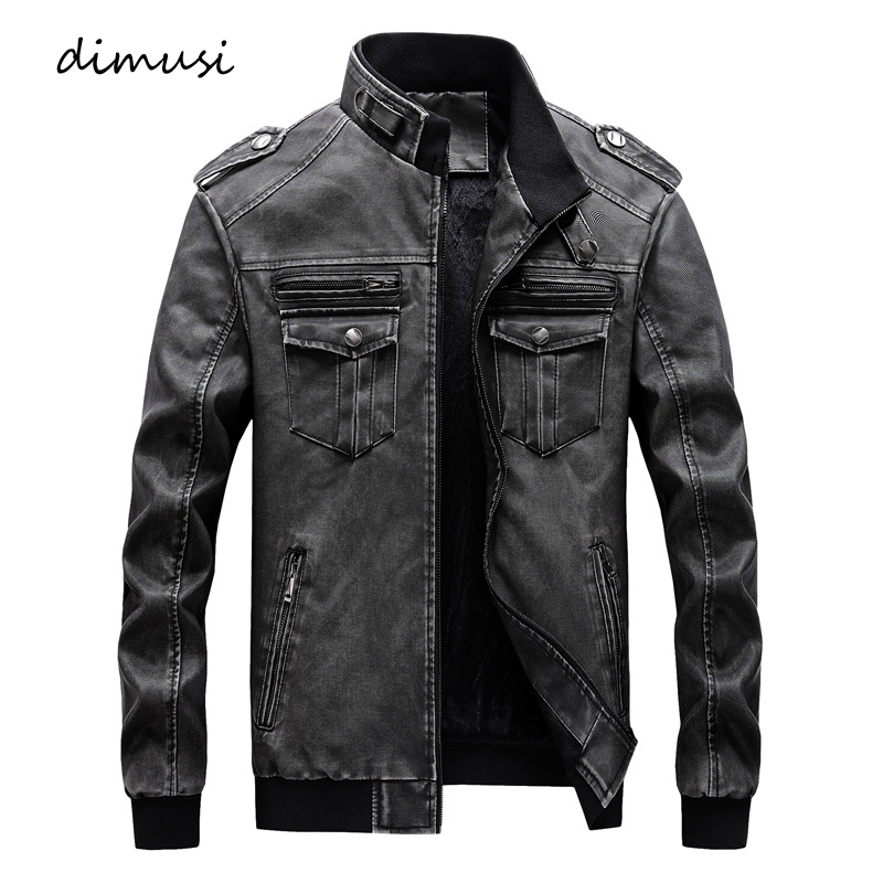 

DIMUSI Winter Mens PU Leather Jackets Casual Male Fleece Warm Leather Coats Man Slim Faux Motorcycle Jackets Clothing, Blue