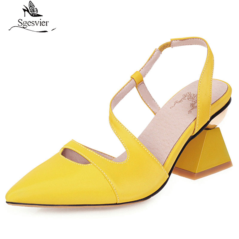 

Sgesvier 2020 New fashion women sandals high quality pointed toe Strange high heels sandals female party wedding shoes, Black
