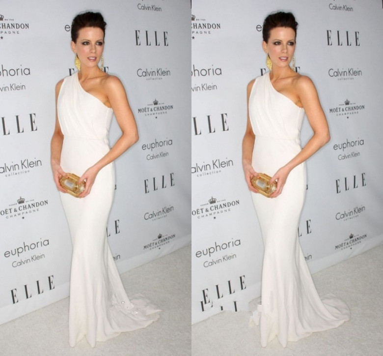 

2020 Hot Sale Women Dress Sexy Mermaid One Shoulder A-Line Floor Length Ruffles Red Carpet Celebrity Dress Evening Gowns vestido, White