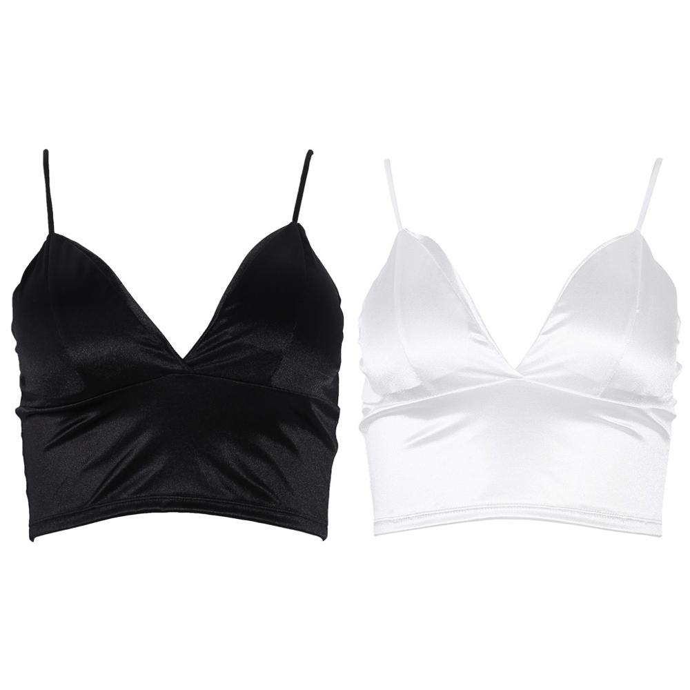 

Camisoles & Tanks Women Strap Solid Sexy Bikini Crop Tops Tank Top Underwear Bralette Wirefree Bra, Black;white