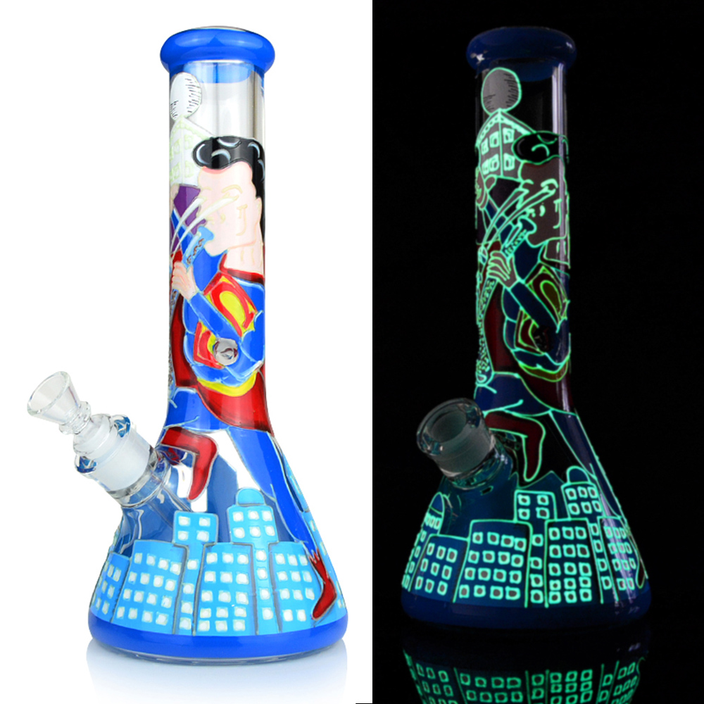 

12" Handpainted Beaker Glass Bong Water Pipe 7mm Thick Hookah Bongs Ice Ash Catcher Dab Oil Rigs Smoking Bubbler Pipes Bowl