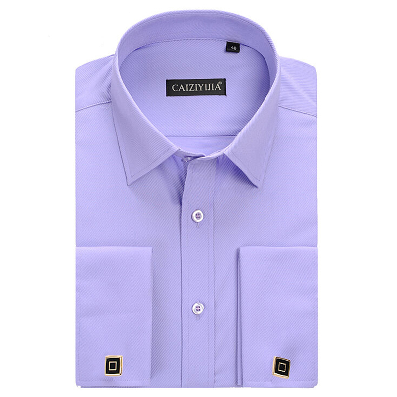 

Men's Dress Shirt French Cuff Button Tuxedo Shirt With Cufflinks Long Sleeve Wedding Formal Party Clothing Camisa Masculina, T198e