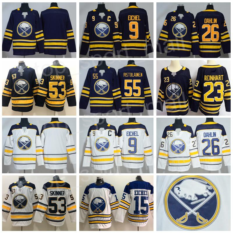 

Buffalo Sabres 9 Jack Eichel Jerseys Hockey 26 Rasmus Dahlin 53 Jeff Skinner 55 Rasmus Ristolainen Reinhart Okposo Blue White Men Women Kids, Men white