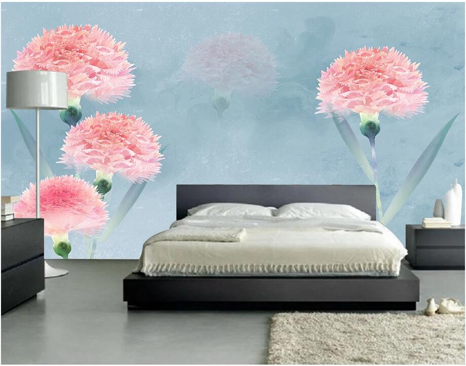 

3d mural paper custom photo Hand painted vintage carnation vintage mural wallpaper floral background art canvas pictures photo wallpaper 3d, Non-woven fabric