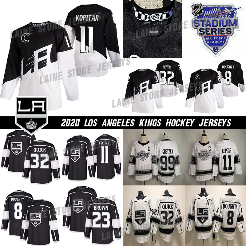 

2020 Stadium Series Los Angeles Kings Jersey 8 Drew Doughty 11 Anze Kopitar 32 Jonathan Quick 99 Wayne Gretzky White Black Hockey Jerseys