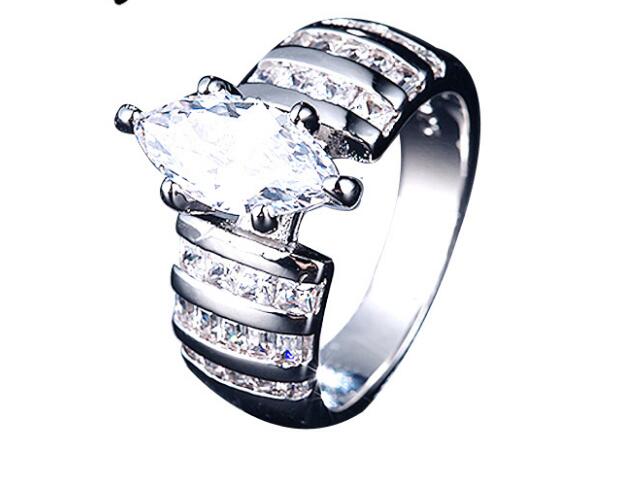 

Fast Free shipping 925 silver SONA synthetic diamond engagement ring semi mount 18k white gold wedding Horse eye ladies jewelry ring