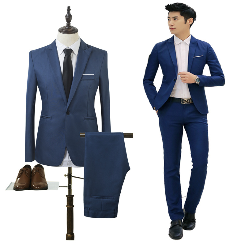 

Men's Suits & Blazers (Jacket+Pant) Men Blazer High Quality Cotton Slim Fit Suit Terno Masculino Male Jacket