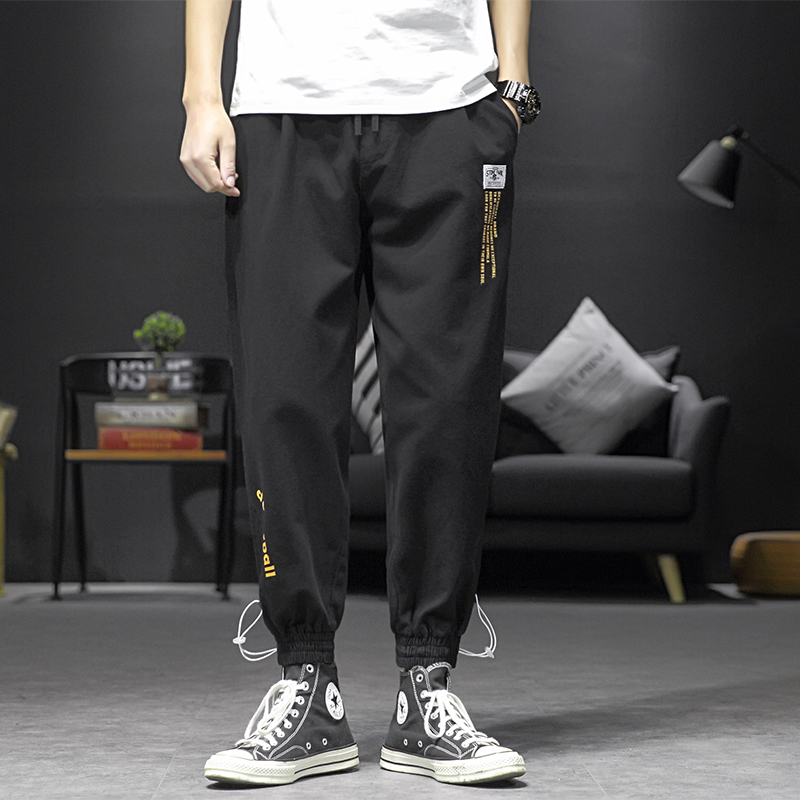 

100 cotton japanese plus size casual loose harem K mens pants casual brand pant for men, Black