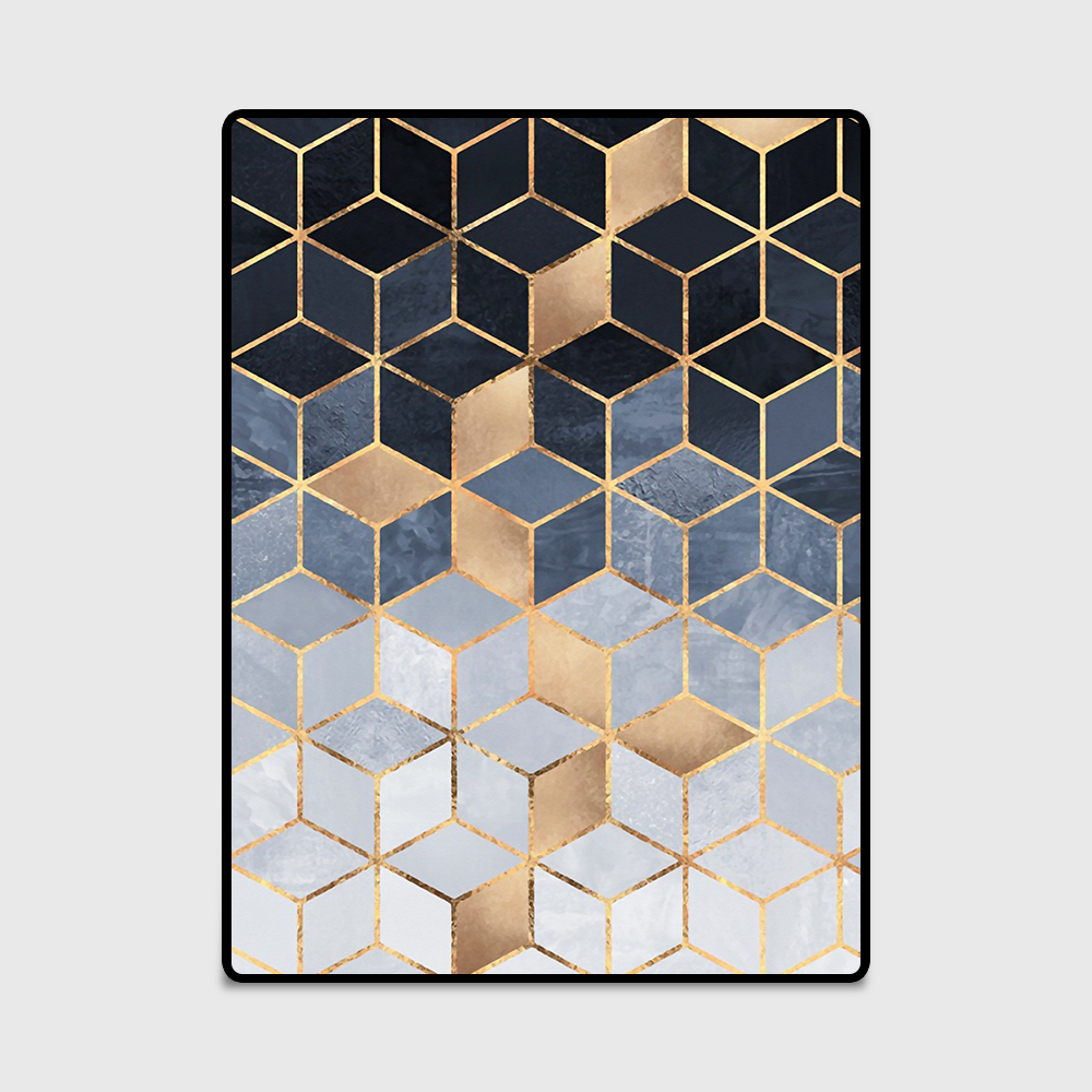

Fashion Modern Gradual Diamonds Golden Black Blue Shading Door/Kitchen Mat Living Room Bedroom Parlor Area Rug Decorative Carpet, As pic