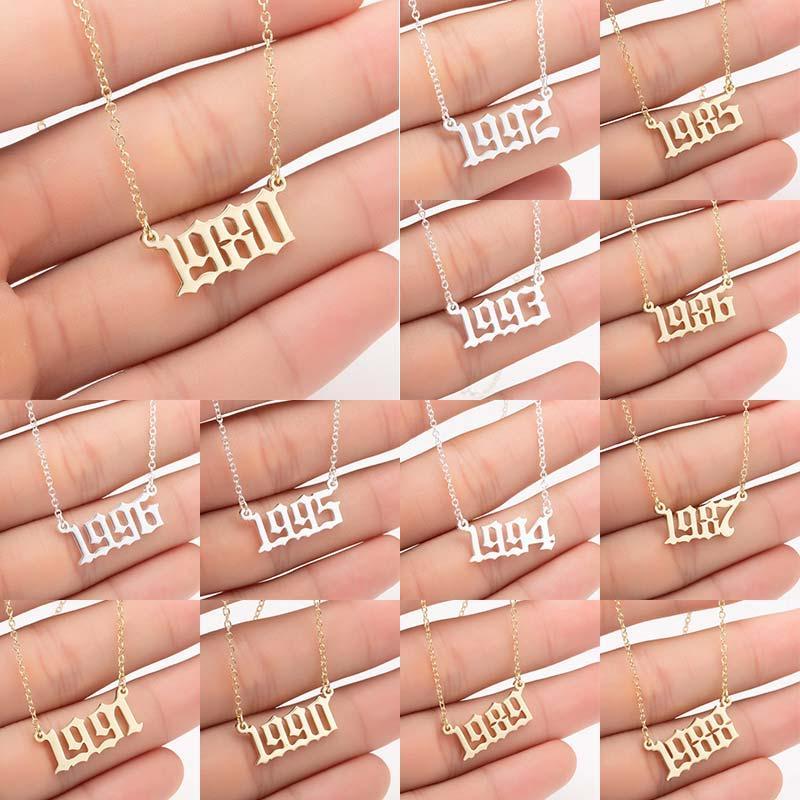

Women Personalized Necklace Special Date Year Number Pendant Necklace girl1994 1995 1996 1997 1998 1999 from 1980 to 2019 chain Jewelry gift