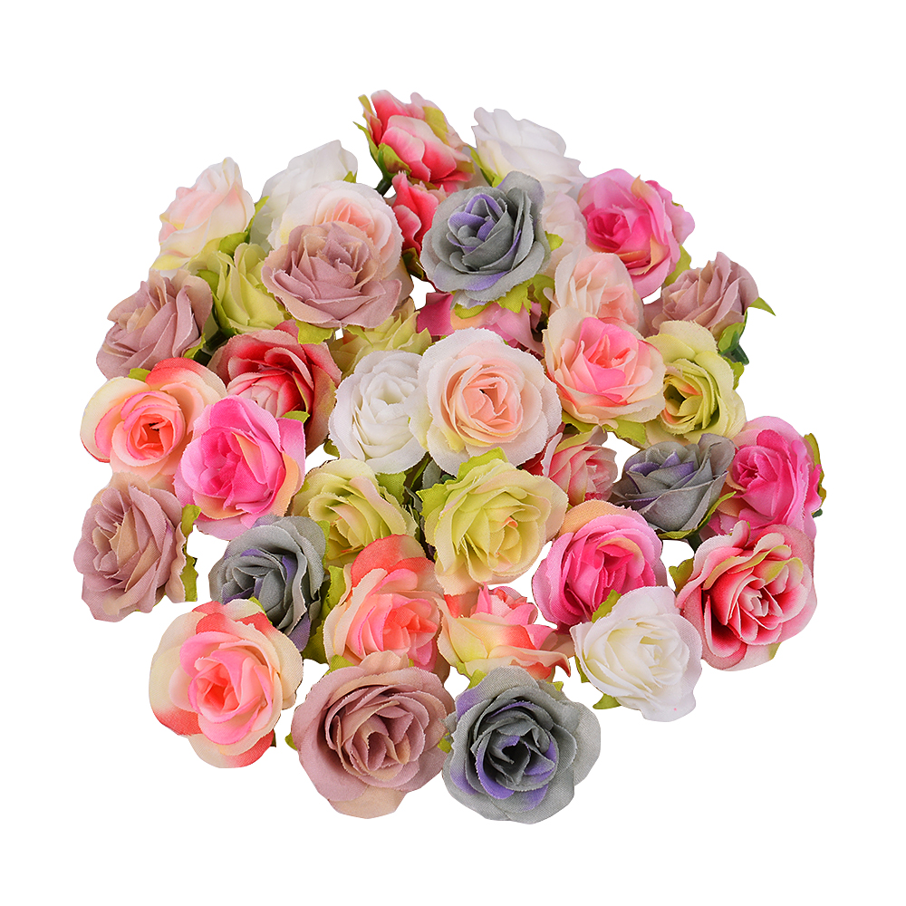 

10pcs 3cm Mini silk Rose flower head Artificial Flower For Wedding Home Decoration DIY wreath Bedroom Shoes Hats Accessories, Blue
