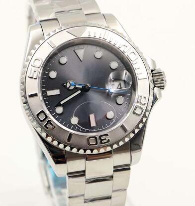 

40MM Dark Dial Date Mens Watch Watches Automatic Movement Stainless Steel Bracelet Rotating Bezel Dot Hour Markers