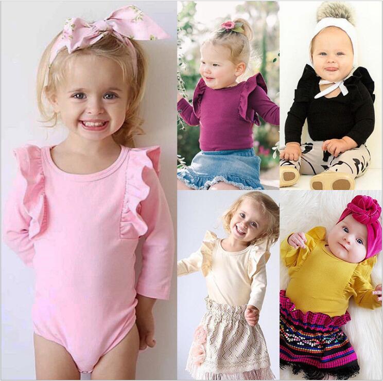 

Baby Girl Clothes Kids Fly Sleeve Solid Rompers Ruffle Boutique Jumpsuits Headband Suits Fashion Casual Onesie Kids Climbing Clothes D5261, Mixed colors;random delivery