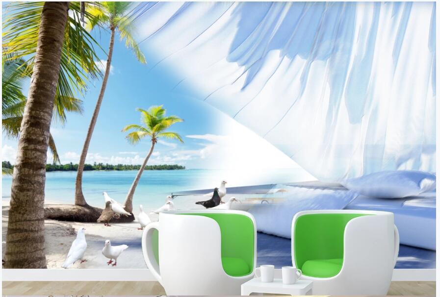 

custom photo 3d wallpaper HD beautiful fantasy coconut tree beach scenery background home decor 3d wall murals wallpaper for walls 3 d, Non-woven