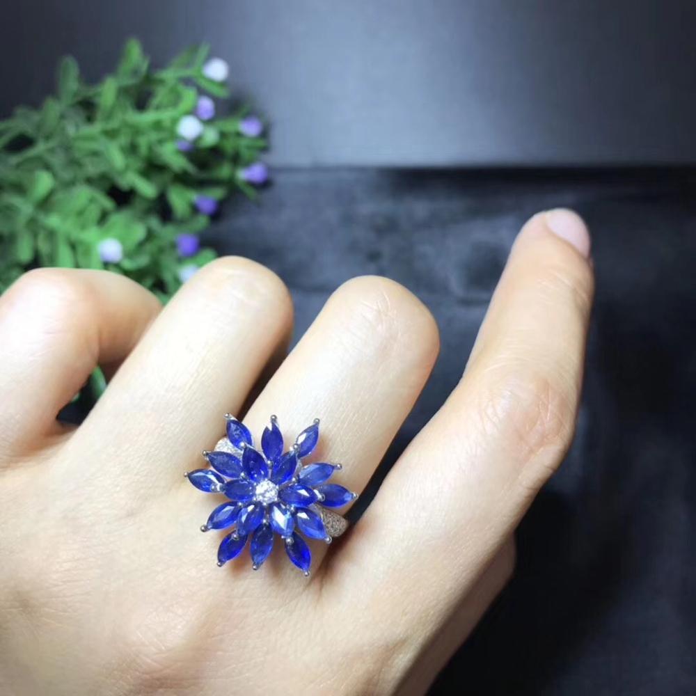 

Natural sapphire ring, Beautiful color, flower design, 925 Sterling silver, grained gemstone selection. Luxury style CJ191219
