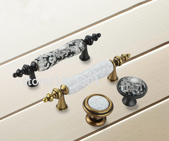 2019 3 Ceramic Knobs Dresser Pulls Drawer Pull Knob Handles Black