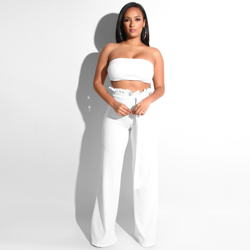 

Sexy Party Bandage Jumpsuits For Women 2019 Summer Strapless Sashes Female Overalls Casual Two Piece Set Beach Bodycon Romper, Black