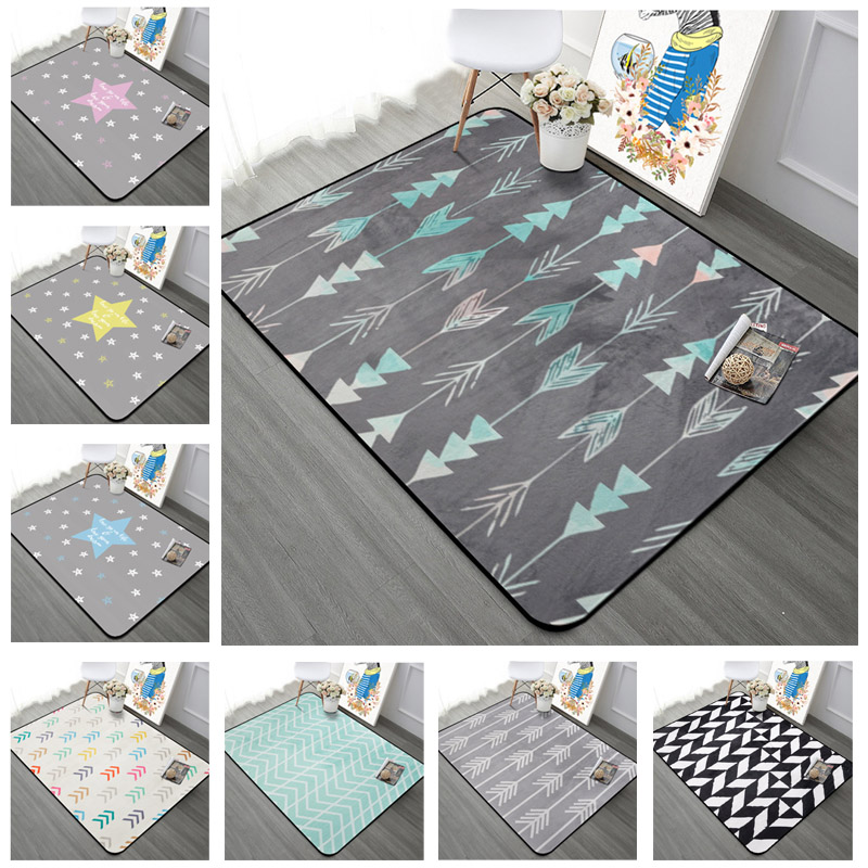 

Nordic Geometric Arrow Living Room Carpet Kids Room Antiskid Rug Rectangle Stars Bedroom Sofa Mats Coffee Desk Carpets, Geometric 2