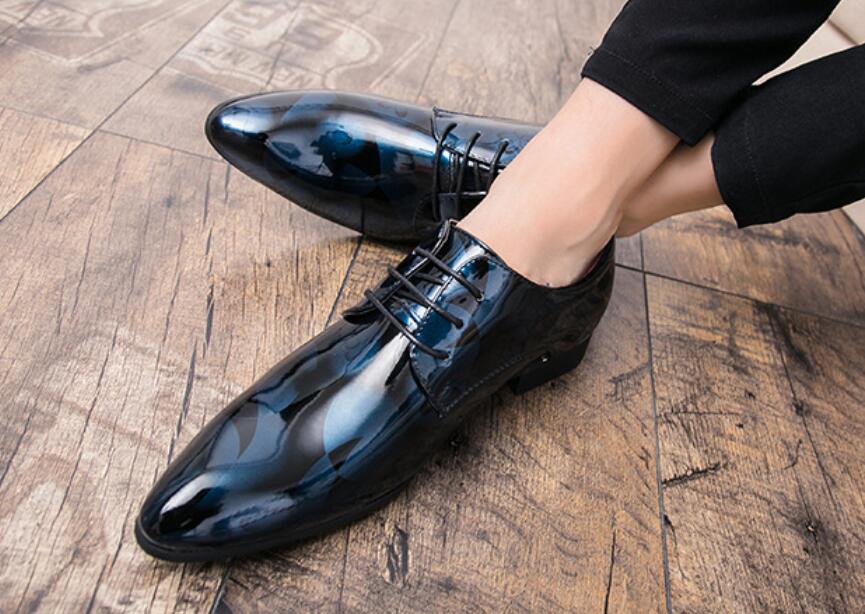 

Luxury Fashion Brand PU Leather Fashion Men Business Dress Loafers Pointy Black Shoes Oxford Breathable Formal Wedding Shoes, Champagne
