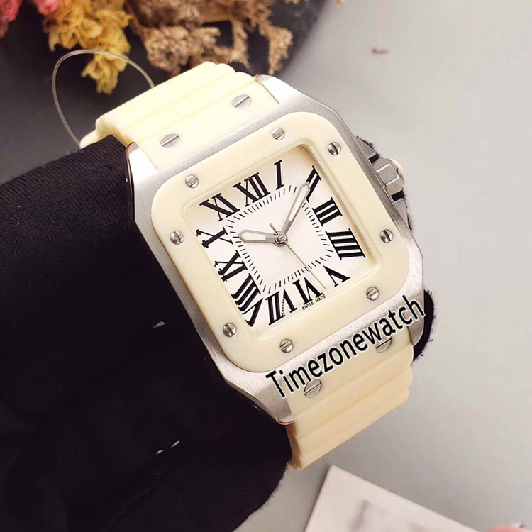 

New 100 W20129U2 Two Tone Ivory Bezel Steel Case White Dial Swiss Quartz Womens Watch Ladies Rubber 10 Colors Watches Timezonewatch E27a1, E27a (4)