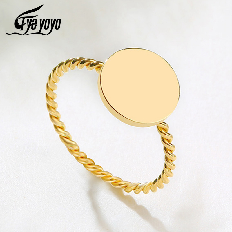 

Cluster Rings EyeYoYo Twist Geometric Round Women Ring Gold INS Titanium Steel 2021