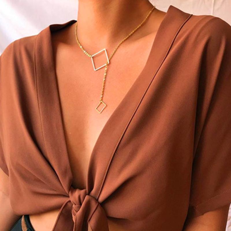 

joyeria collar mujer accessories cadenas de oro gothic stainless steel for women Square necklace bridesmaid gift fashion 2020