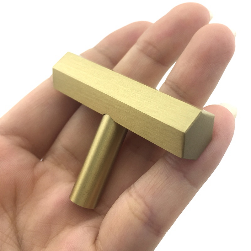 Hexagon Brushed Brass Cabinet Drawer Knobs and Pulls Gold Tbar Kitchen Dresser Furniture Cupboard Door Gold Knob Handles-image-472233444