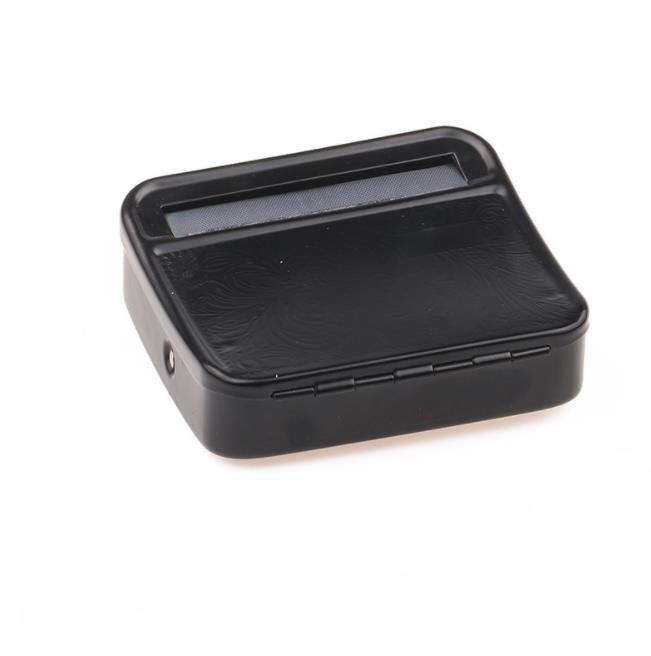 

70MM Black Leather Cigarette Box Delicate Portable Manual Metal Cigarette Device