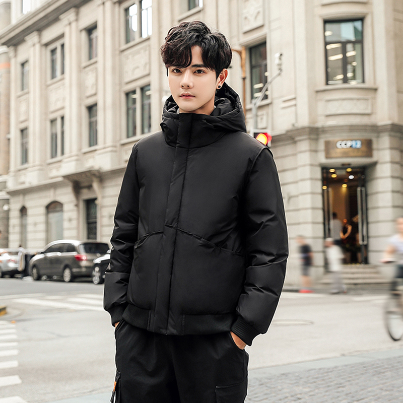 

Winter Coat Men Brand Down Jacket Hooded Clothing Thick Warm Short Duck Down Parka Coats Overcoat Hiver Ropa LW1652, Black