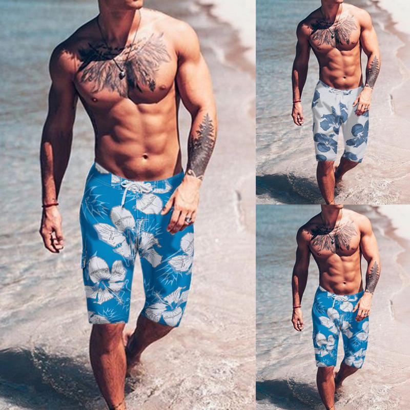 

Men's Fashion Spring Summer Leisure Printing Waterproof Beach Surf Swimming Loose Straight Shorts Drawstring SportswearShorts#GH