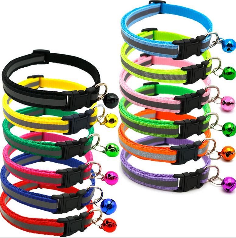 

HOT Breakaway Cat Dog collar with bells Reflective Nylon collar Adjustable Pet Collars for Cats or Small Dogs 12 colors