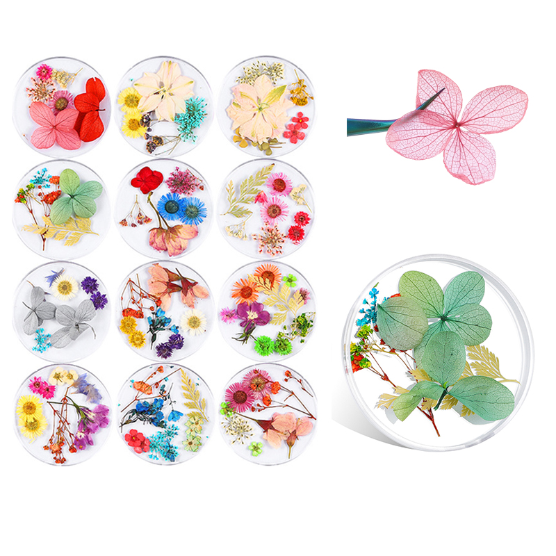 

Mix Dried Flowers Nail Decorations Jewelry Natural Floral Leaf Stickers 3D Nail Art Designs Polish Manicure Accessories