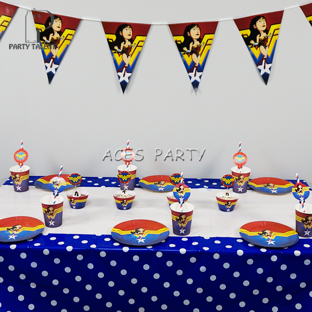 2019 Party Supplies For 12 Kids Wonder Woman Theme Birthday Party