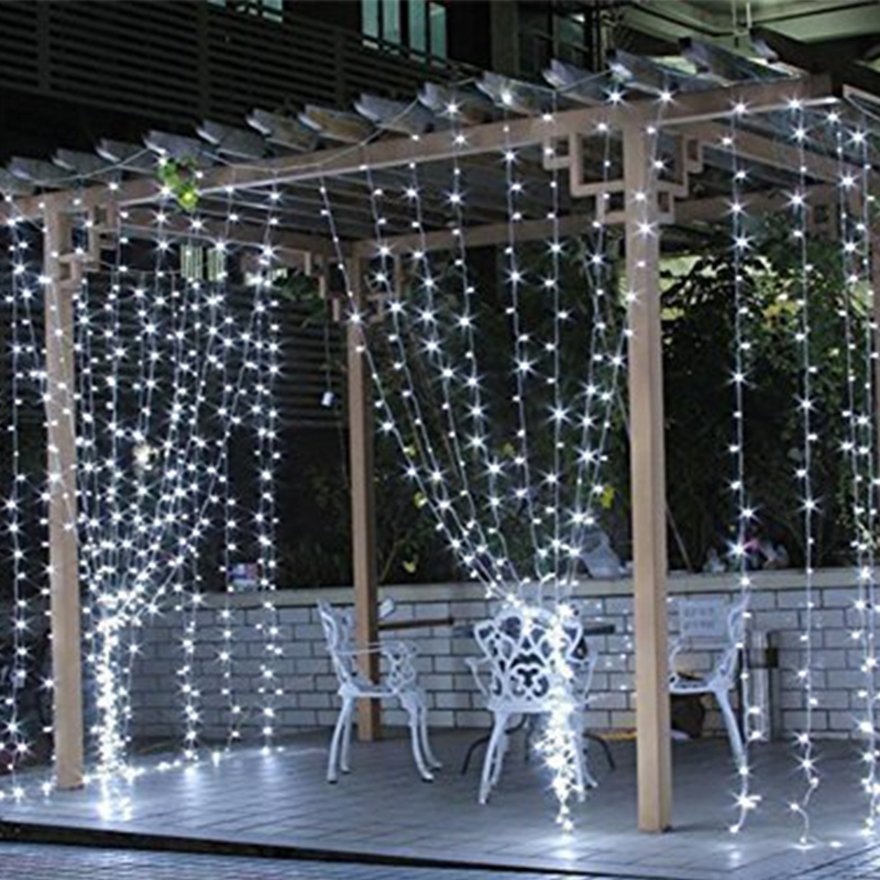 

3m3m led curtain light string wedding bedroom decoration festive christmas icicle led light garden accessories outdoor star string lights