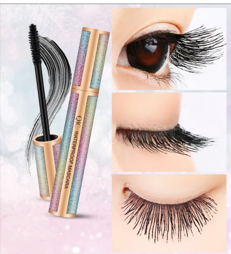 

QIC brand starlight silk fiber Mascara Waterproof Mascara eyelashes extend black thick eyelash cosmetics