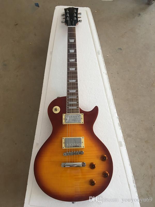 Brown yellow-edged red electric guitar, exquisite hardware accessories, high-quality personalized service