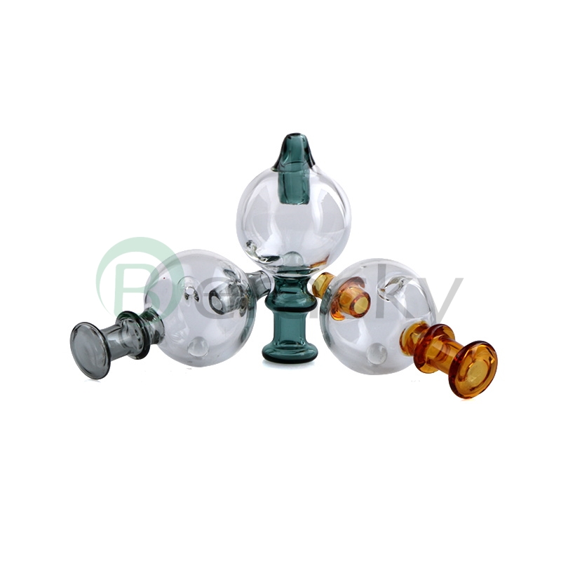 

New Glass Bubble Carb Cap With Glass Pearl 30mmOD Colorful Carb Caps For Beveled Edge Quartz Banger Nails Glass Water Bongs Dab Rigs