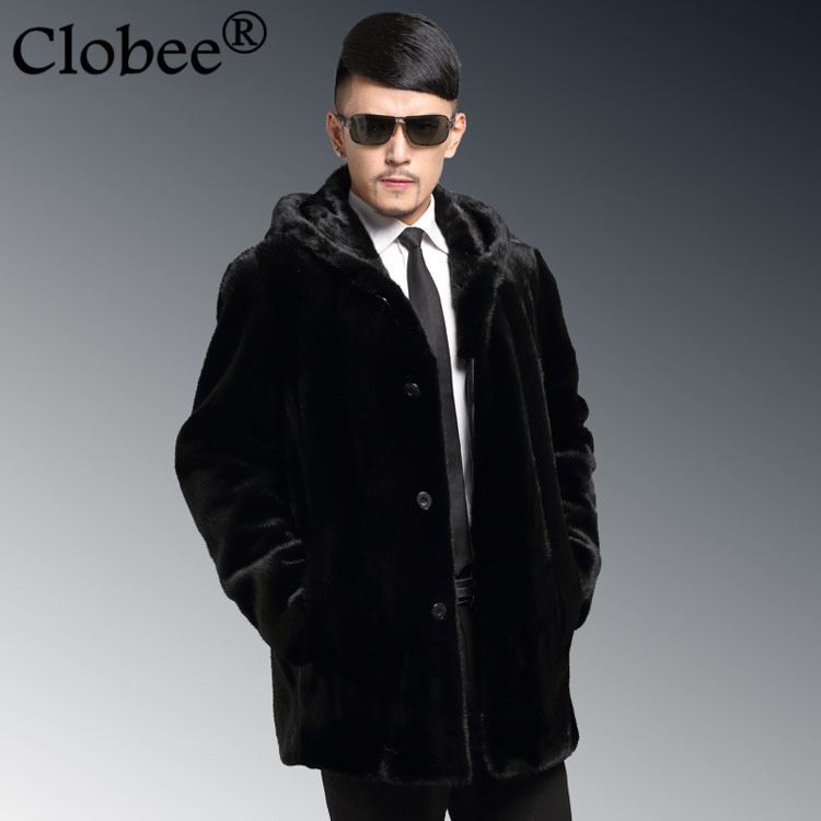 

Black Men Fur Coat 2020 Plus size Winter Faux Coat Men Punk Parka Jackets Fur Leather Long Overcoats with hood WR696
