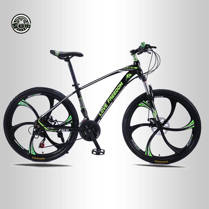 

Bikes Love Freedom 21 Speed Mountain Bike 26-Inch High-Carbon Steel Dual Disc Brakes One Wheel Damping Men Women Student Bicycle