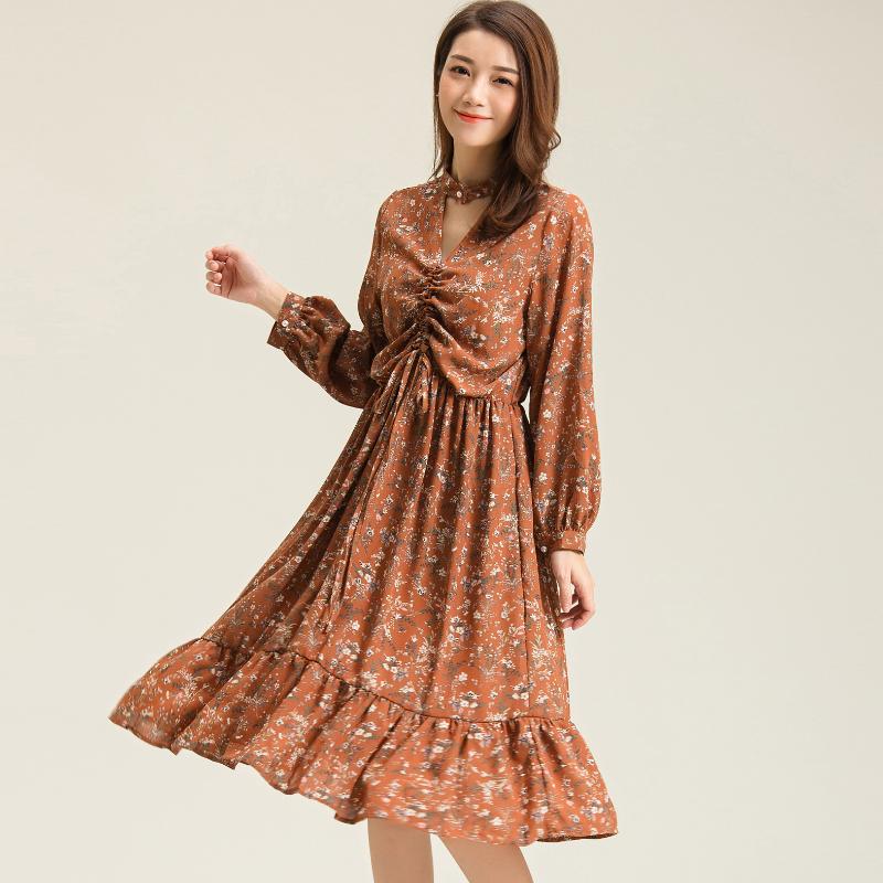 

2019 Autumn Suit-dress Dress Clothes Dress, Deep khaki