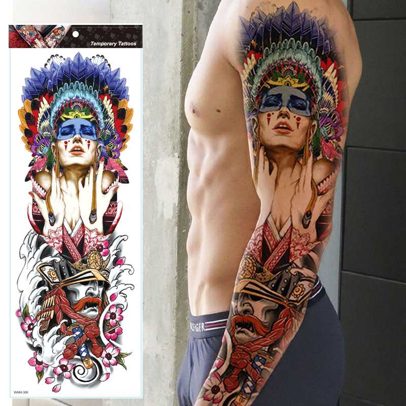 

REALISTIC TEMPORARY TATTOO FLOWER FULL ARM, , TRIBAL, , BLACK, MENS, WOMENS