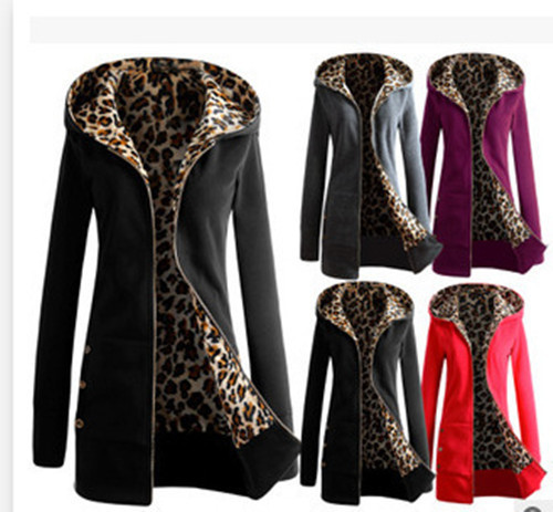 

Leopard Hoodies Woman Winter Plus Size Overcoat Thick Solid Silm Clothes For Female Causal Winter Long Sweatshirt Women Coat, Black