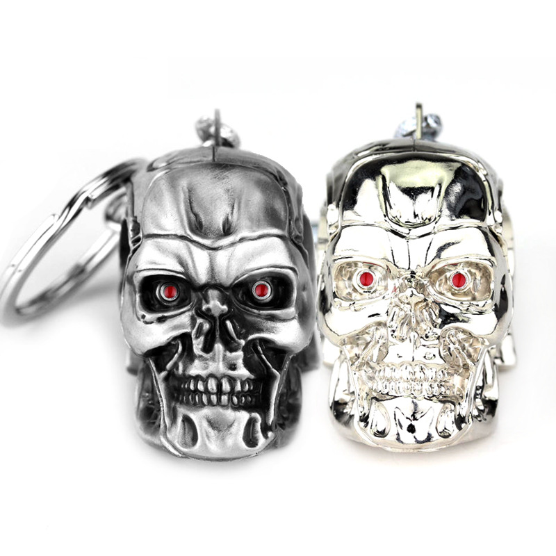 

2021 Popular Hot Movie The Terminator Key Chains 3D Gothic Skull Skeleton Keyrings For Men Jewelry