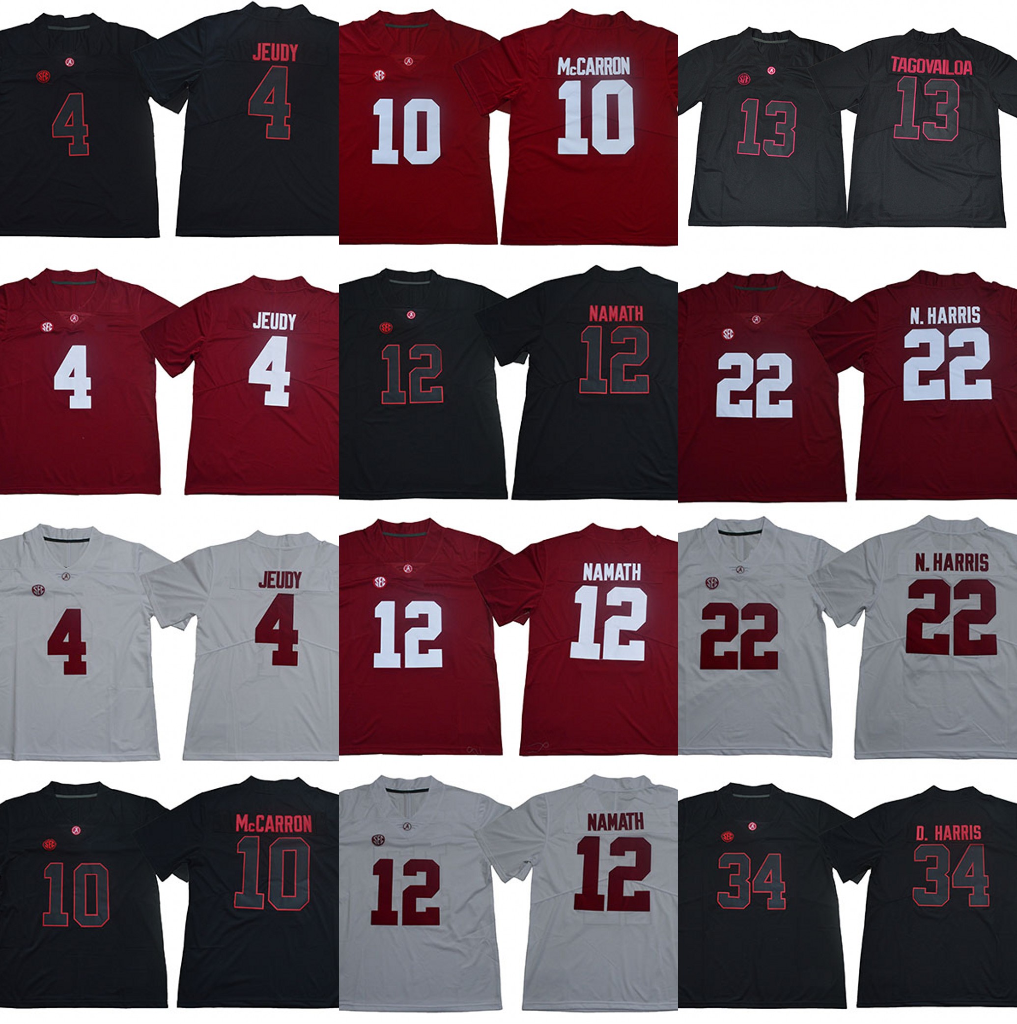 

13 Tua Tagovailoa Alabama Crimson Tide Jerry Jeudy AJ McCarron Joe Namath Najee N. Harris Damien Harris NCAA Football College Jerseys Double Stitched, Orange