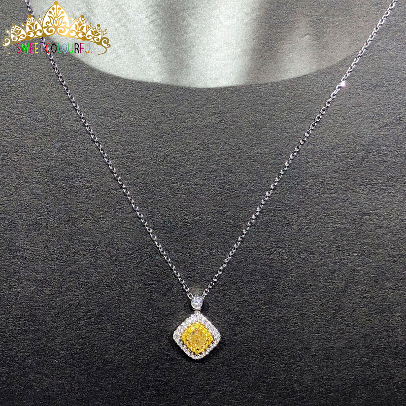 

Other 1 Ct Wedding Yellow Moissanite Diamond Necklace 18K 750 White Gold D Color VVS H008 With A Certificate
