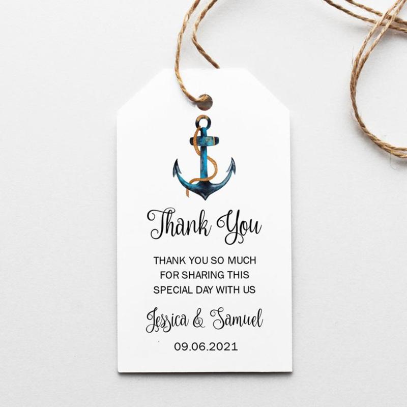 

Custom Wedding Tags Beach Wedding Favor Tag Personalized Favor Tags Bridal Shower Watercolor Anchor